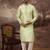 Men green silk blend solid woven design straight kurta