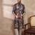 Men black silk blend printed mandarin collar straight kurta