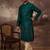 Men teal silk blend solid embroidered straight kurta