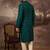 Men teal silk blend solid embroidered straight kurta