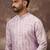 Men lavender silk blend solid embroidered straight kurta