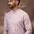 Men lavender silk blend solid embroidered straight kurta