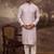 Men lavender silk blend solid embroidered straight kurta