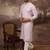 Men lavender silk blend solid embroidered straight kurta