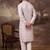 Men lavender silk blend solid embroidered straight kurta
