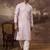 Men lavender silk blend solid embroidered straight kurta