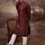 Men maroon silk blend solid embroidered straight kurta