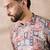 Men multi silk blend printed mandarin collar straight kurta