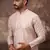 Men pink silk blend solid embroidered straight kurta