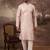 Men pink silk blend solid embroidered straight kurta