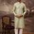 Men green silk blend solid embroidered straight kurta