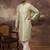 Men green silk blend solid embroidered straight kurta