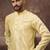 Men yellow silk blend solid embroidered straight kurta