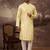 Men yellow silk blend solid embroidered straight kurta
