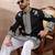 Men black silk blend embroidered mandarin collar straight kurta