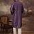Men purple silk blend solid embroidered straight kurta