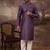 Men purple silk blend solid embroidered straight kurta