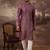 Men mauve silk blend solid embroidered straight kurta