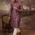 Men mauve silk blend solid embroidered straight kurta