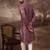 Men mauve silk blend solid embroidered straight kurta