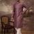 Men mauve silk blend solid embroidered straight kurta