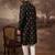 Men black silk blend solid embroidered straight kurta