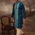Men blue silk blend solid embroidered straight kurta