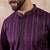 Men purple silk blend embroidered mandarin collar straight kurta