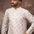 Men white silk blend solid embroidered straight kurta