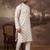 Men white silk blend solid embroidered straight kurta