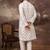 Men white silk blend solid embroidered straight kurta