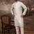 Men white silk blend solid embroidered straight kurta