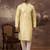 Men yellow silk blend solid embroidered straight kurta