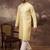 Men yellow silk blend solid embroidered straight kurta