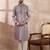 Men lavender silk blend embroidered mandarin collar straight kurta