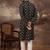 Men black silk blend solid embroidered straight kurta