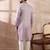 Men lavender silk blend embroidered mandarin collar straight kurta