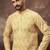 Men yellow viscose rayon solid embroidered straight kurta