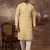 Men yellow viscose rayon solid embroidered straight kurta
