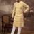 Men yellow viscose rayon solid embroidered straight kurta