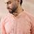 Men peach silk blend embroidered mandarin collar straight kurta