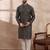Men green silk blend printed mandarin collar straight kurta