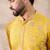 Men yellow silk blend embroidered mandarin collar straight kurta