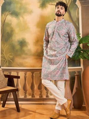 Men mauve viscose rayon abstract embroidered straight kurta 1