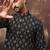 Men black viscose rayon geometric embroidered straight kurta