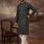 Men black viscose rayon geometric embroidered straight kurta