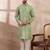 Men green silk blend printed mandarin collar straight kurta