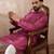 Men pink silk blend printed mandarin collar straight kurta