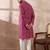 Men pink silk blend printed mandarin collar straight kurta