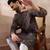 Men black silk blend printed mandarin collar straight kurta